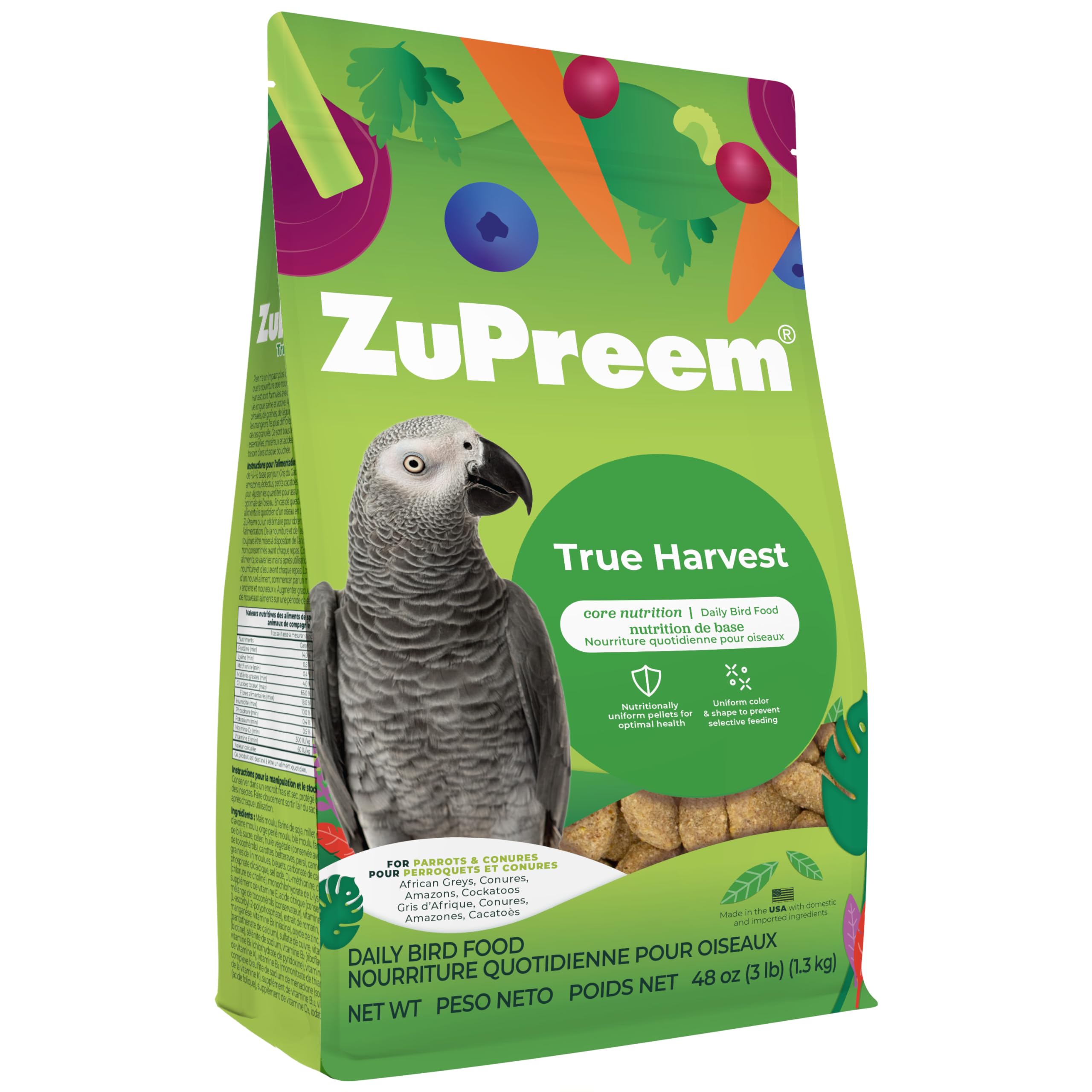ZuPreem FruitBlend — Alimento en Pellets para Aves Medianas y Grandes (Loro, Conure, Caique, Gris Africano, Eclectus, Cacatúa Pequeña)