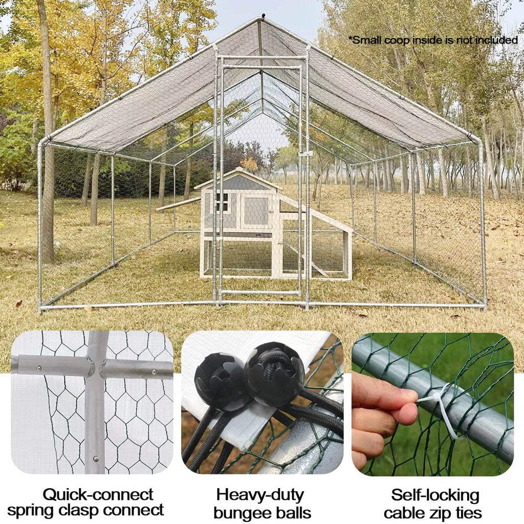 Corral para Gallinas Extra Grande con Cubierta — Jaula Metálica para Aves de Corral, Conejos, Patos y Mascotas de Exterior