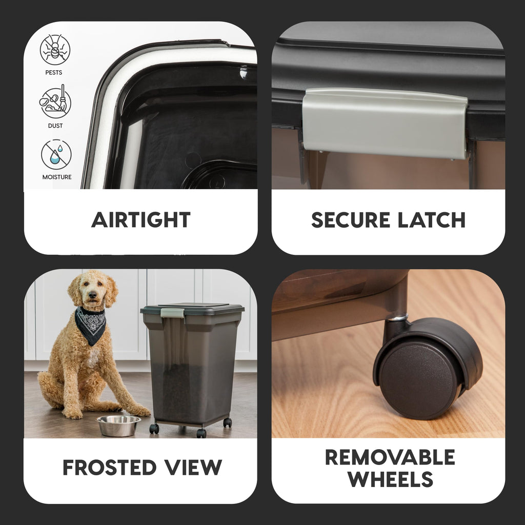 IRIS USA WeatherPro — Contenedor Hermético para Almacenamiento de Alimento con Ruedas para Perros, Gatos y Aves
