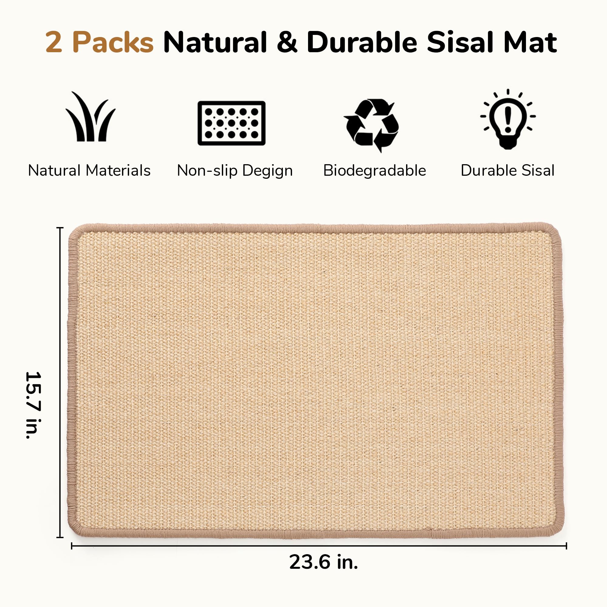 FUKUMARU — Tapete Rascador de Sisal Natural para Gato | Protege Tapetes y Sofás