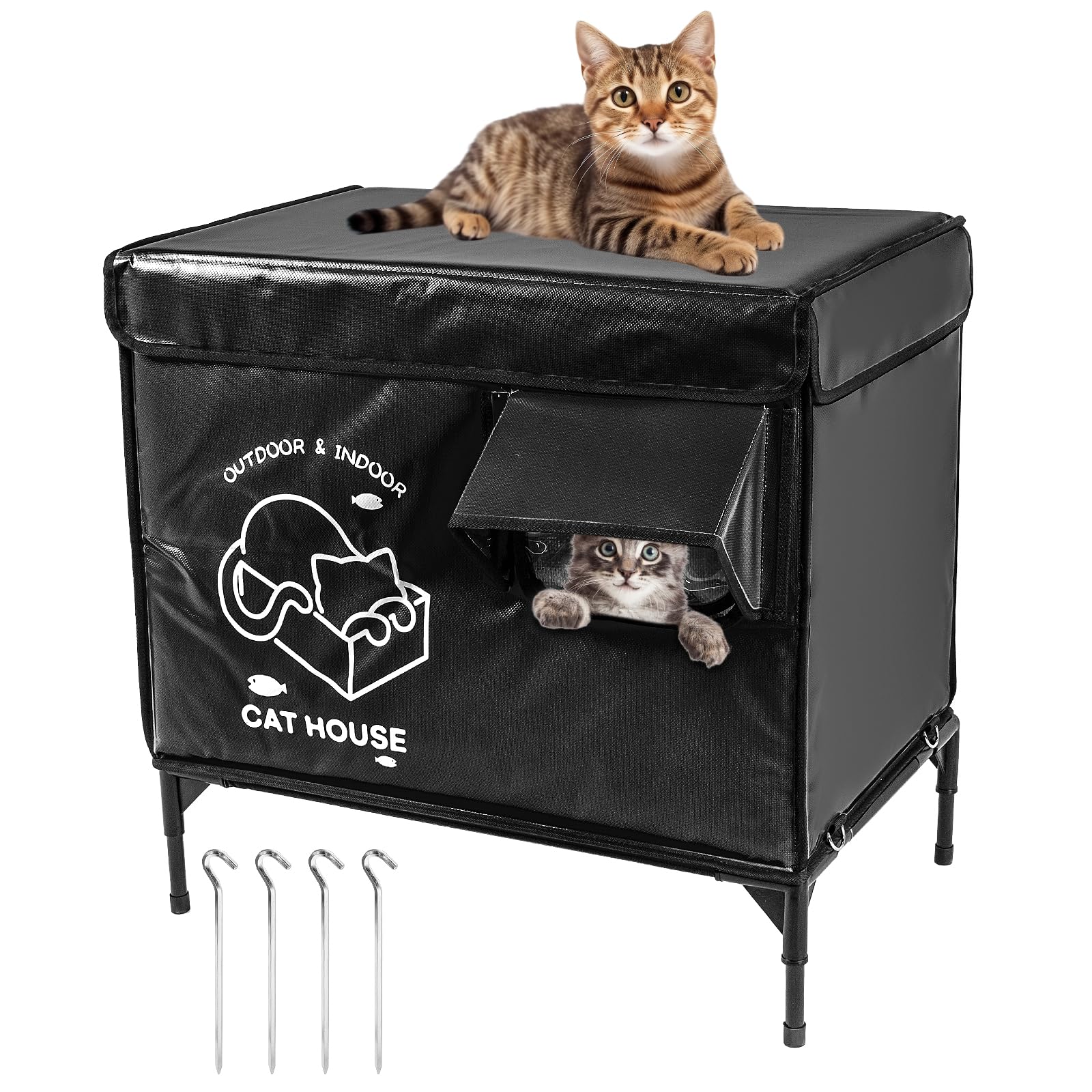 Casa para Gatos de Exterior — Refugio Impermeable Térmico para Gatos Callejeros y Domésticos