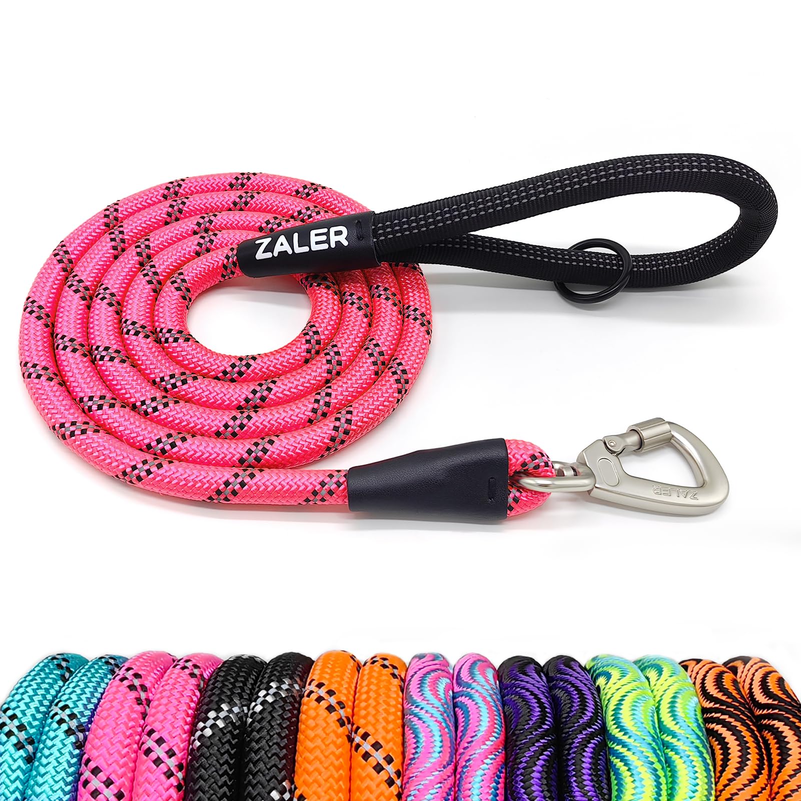 ZALER — Correa de Cuerda Reflectante con Mosquetón para Perros Medianos y Grandes