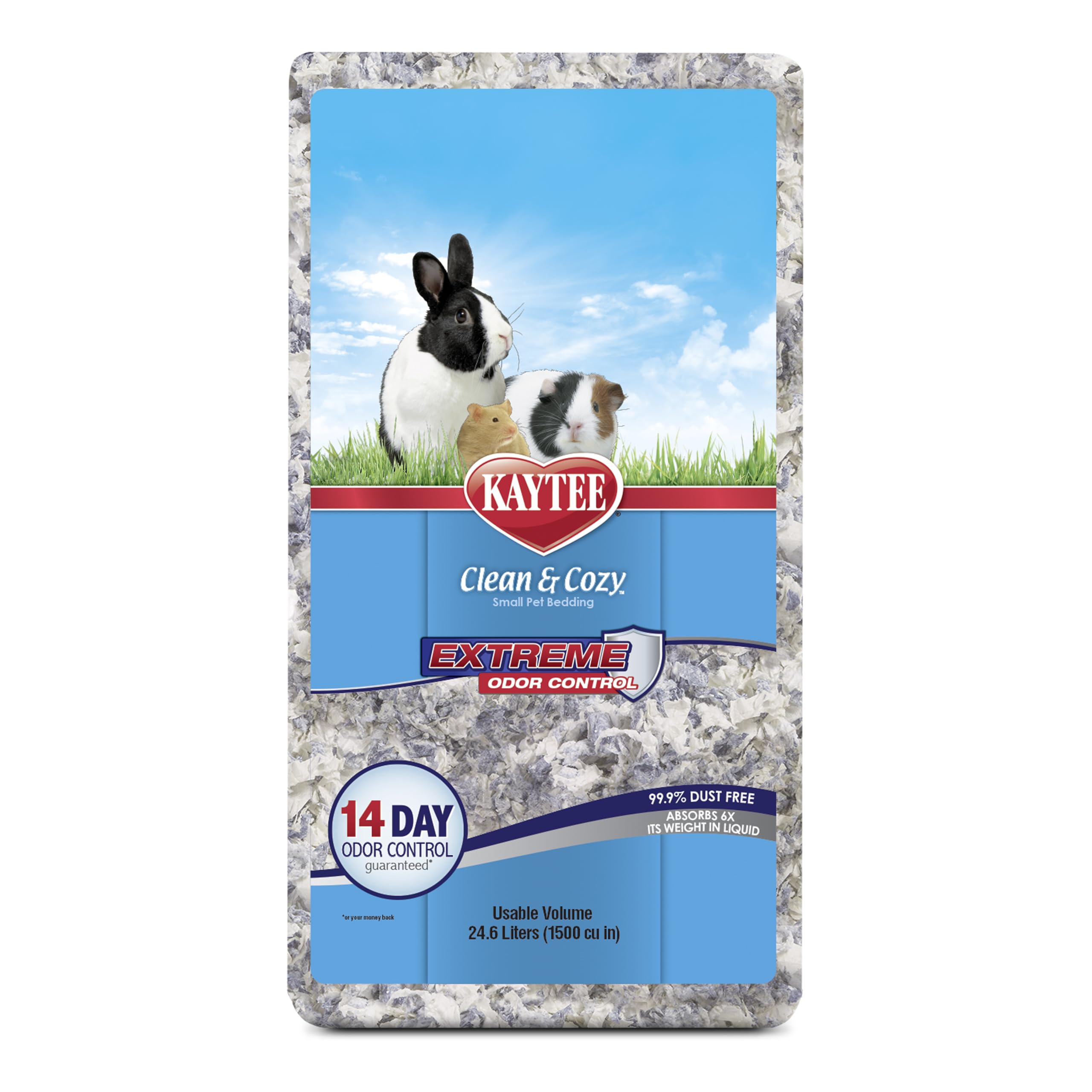 Kaytee Clean & Cozy Extreme Odor Control — Cama y Sustrato Absorbente con Control de Olores para Cobayos, Conejos, Hámsters, Jerbos y Chinchillas