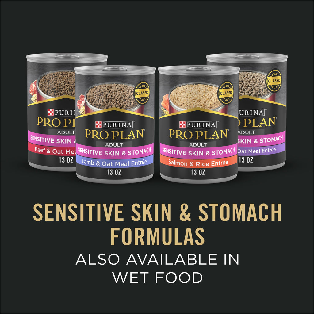 Purina Pro Plan Sensitive Skin and Stomach — Alimento Seco para Perros Adultos con Salmón y Arroz, Fórmula Digestiva y Piel Sensible, Bolsa 40 lb (18 kg)