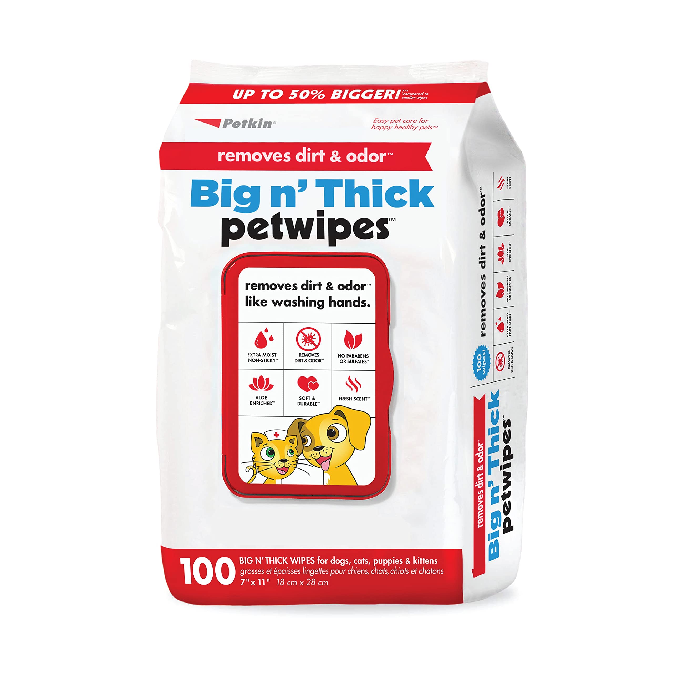 Petkin Pet Wipes — Toallitas Húmedas para Perros y Gatos, Limpieza de Orejas, Cara, Ojos y Cuerpo