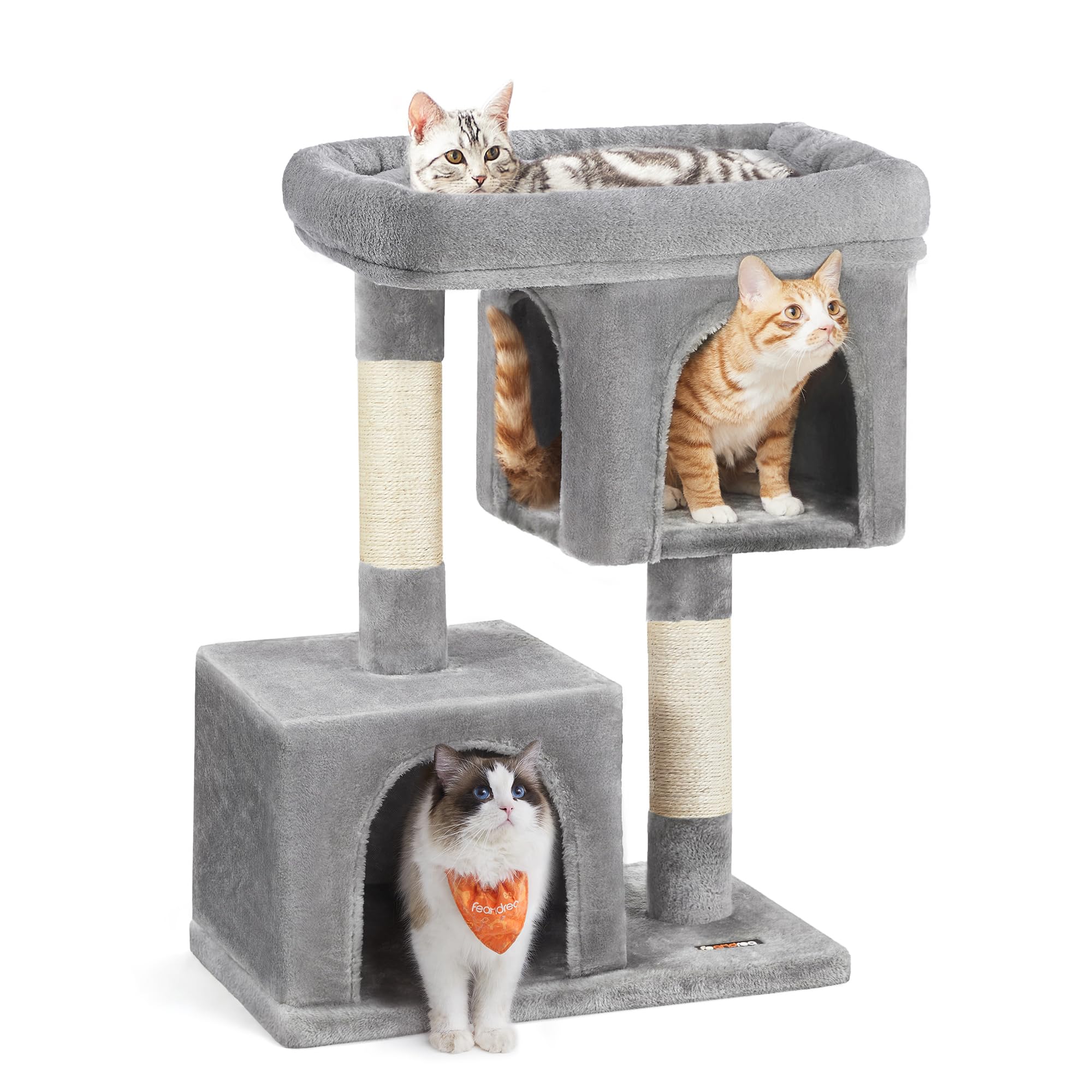 Feandrea — Torre Rascador para Gatos con Condo, Perchas y Postes de Sisal