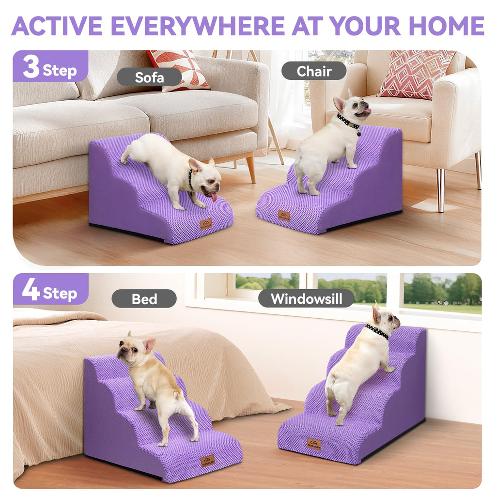 Zerbuger — Escalera y Rampa de Espuma para Perros y Gatos — Escalones Antideslizantes para Cama, Sofá y Silla
