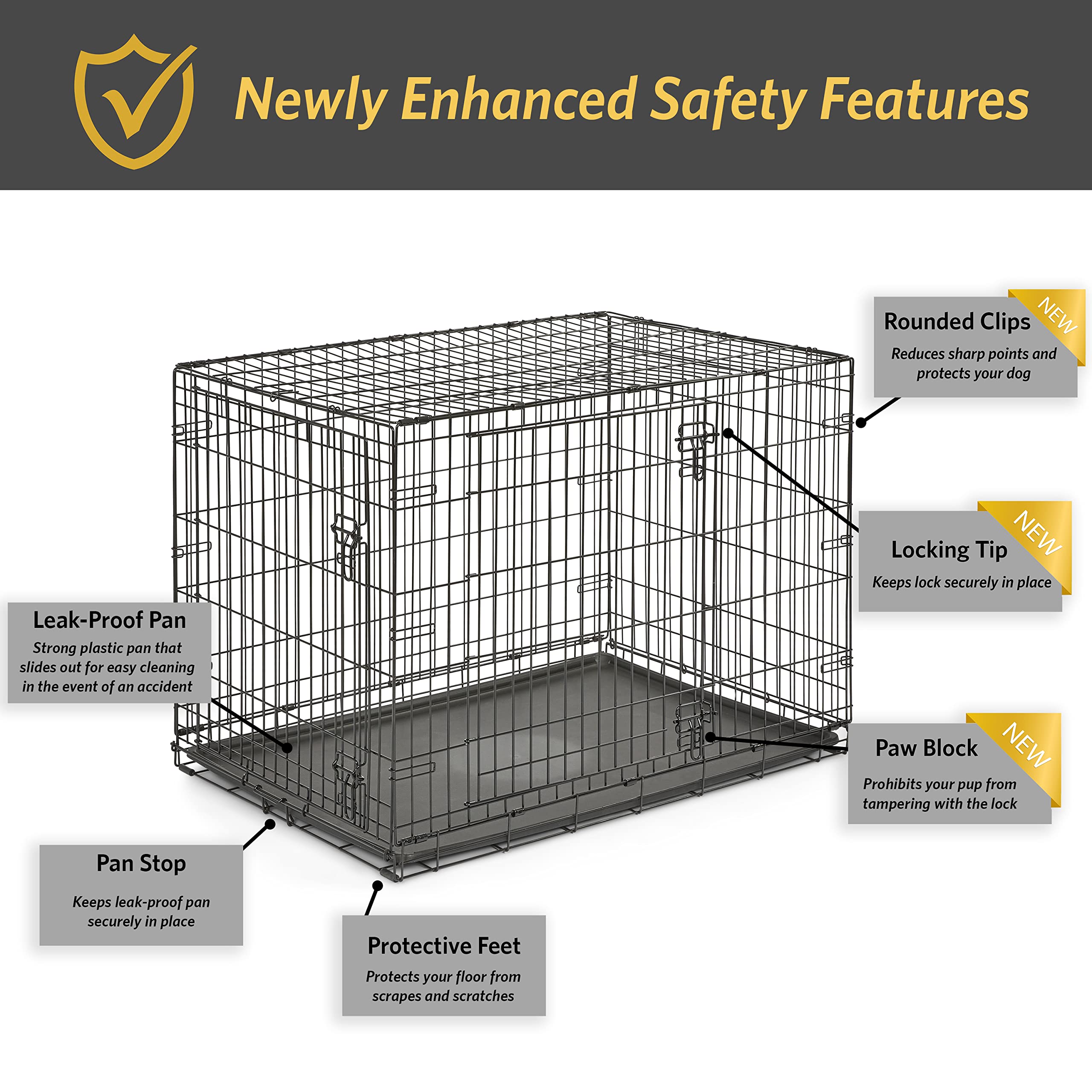 New World — Jaula para Perro Plegable de Metal con Doble Puerta