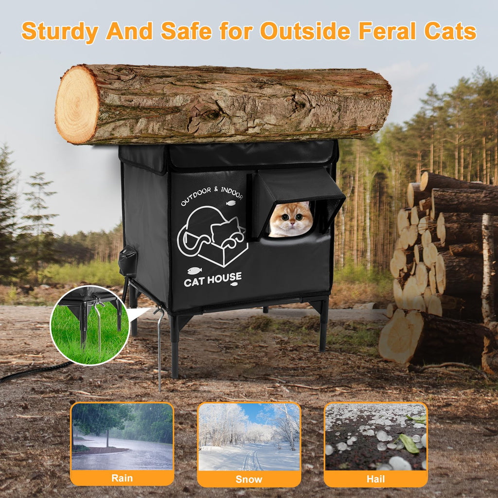 Casa para Gatos de Exterior — Refugio Impermeable Térmico para Gatos Callejeros y Domésticos