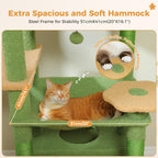 PAWZ Road 72-81 Inches Large Cat Tree, Tall Cat Tower with Large Mental Hammock for Indoor Cats Adults,7 Sisal-Covered Scratching Posts, 2 Padded Perches, Condos, and Basket