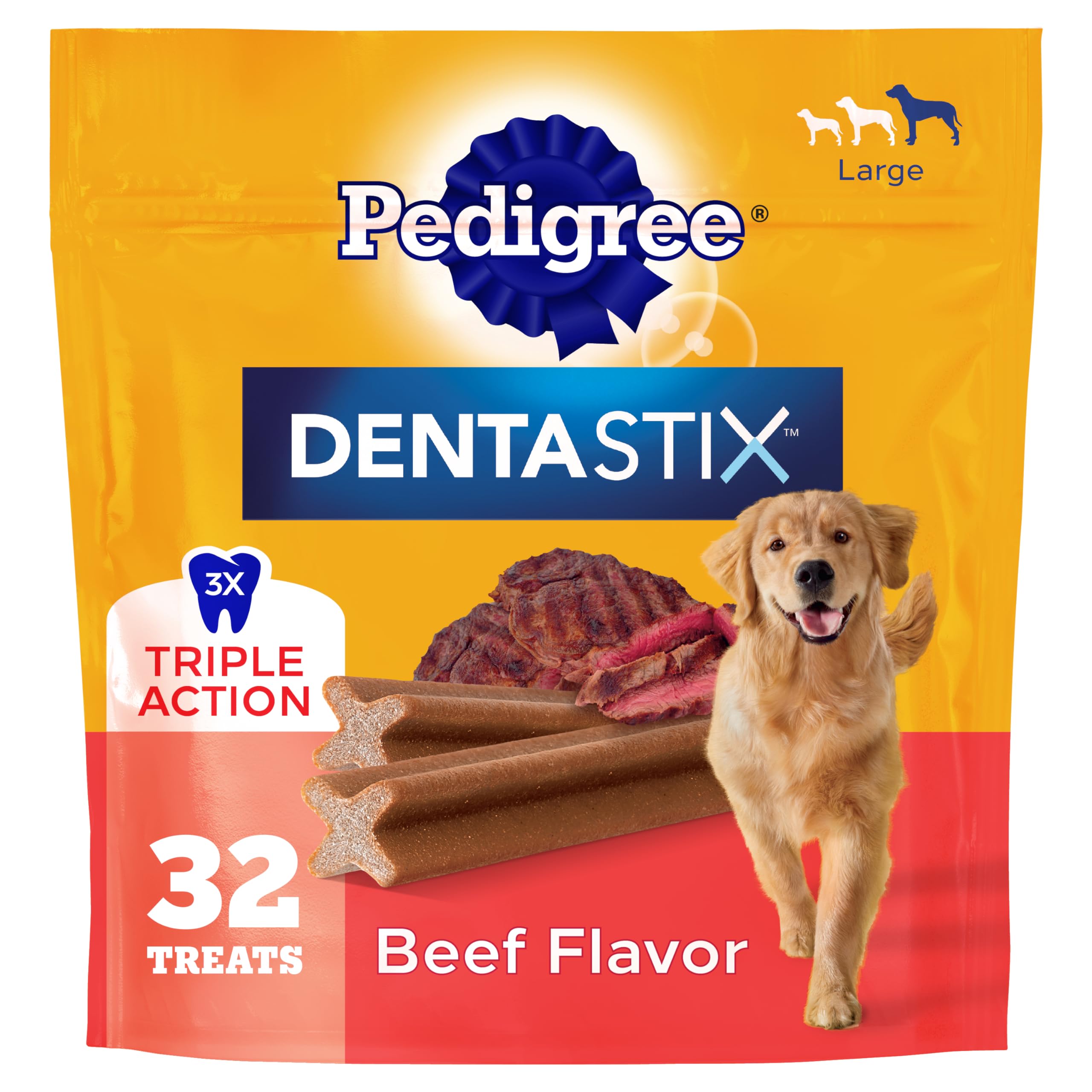 Pedigree Dentastix — Premios Dentales de Acción Triple para Perros de Raza Grande