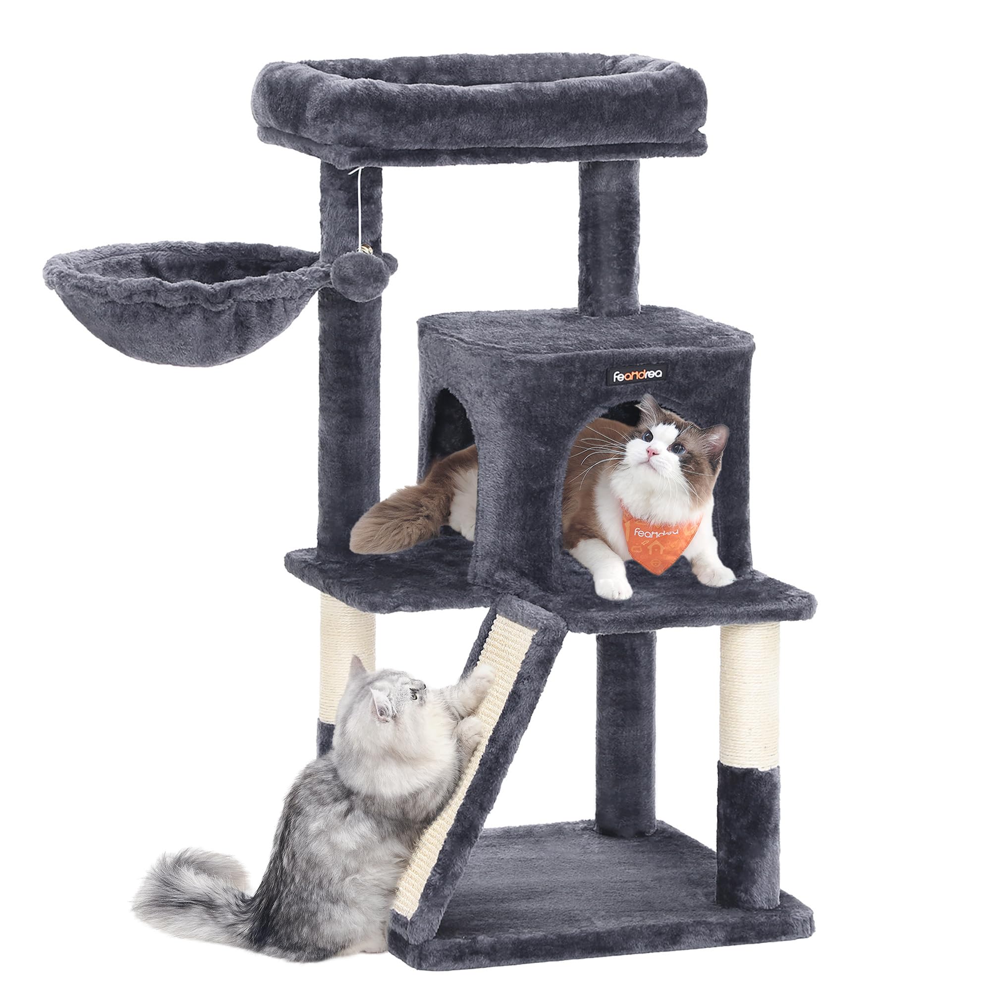 Feandrea Torre para Gatos Multinivel — Árbol Rascador con Percha Ampliada para Gatos Grandes y Cachorros, 96 cm