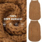Suéter Tejido Térmico con Cuello Alto para Perros — Jersey Clásico de Punto Cable Cálido para Cachorros y Gatos Pequeños, Medianos y Grandes