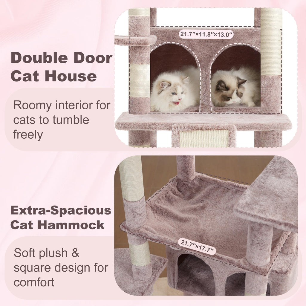 Heybly Torre para Gatos Grandes — Árbol Multinivel con Perchas Anchas, Cueva y Tablero Rascador para Gatos de hasta 9 kg