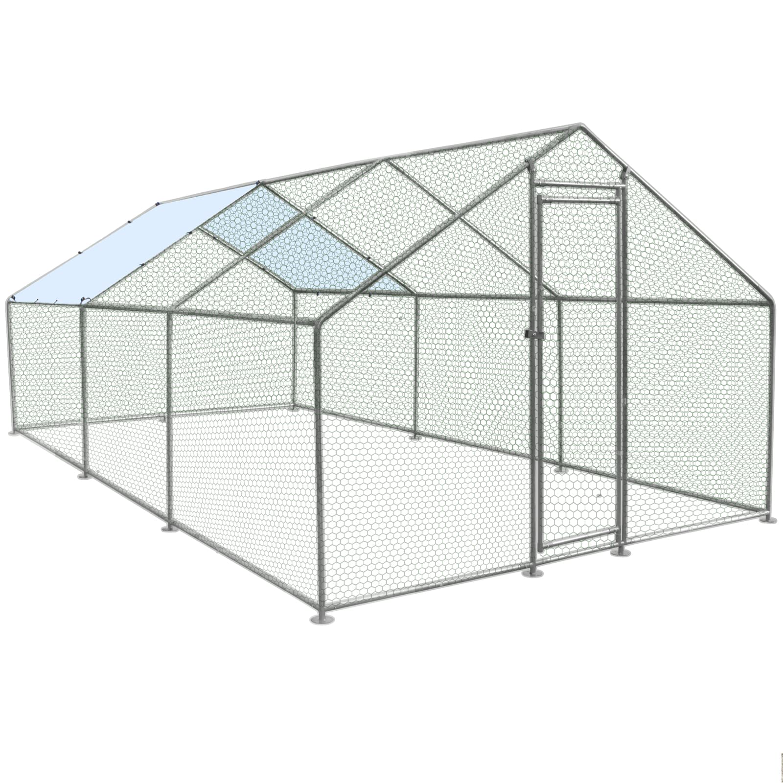 Corral para Gallinas Extra Grande con Cubierta — Jaula Metálica para Aves de Corral, Conejos, Patos y Mascotas de Exterior