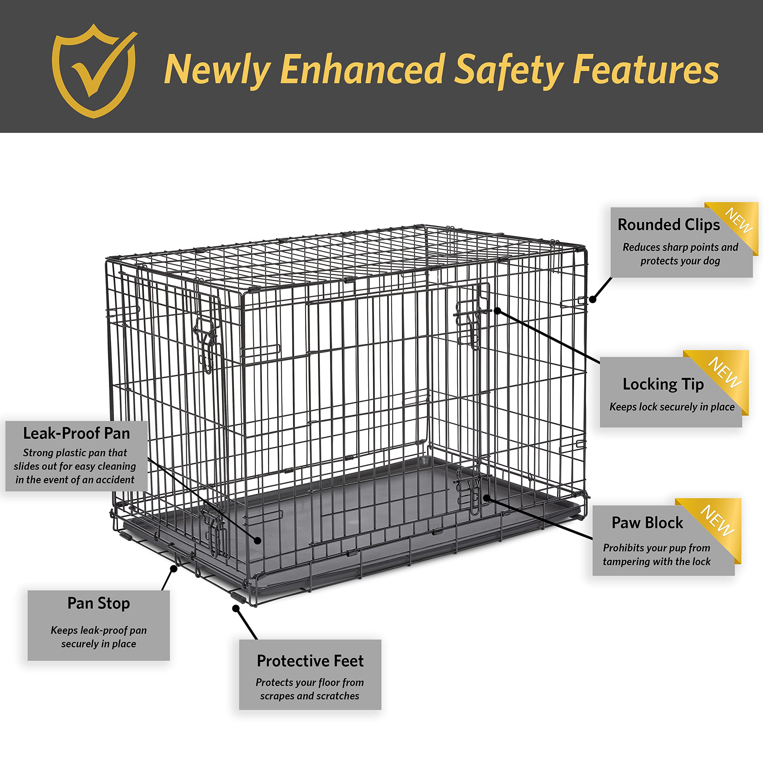 New World — Jaula para Perro Plegable de Metal con Doble Puerta