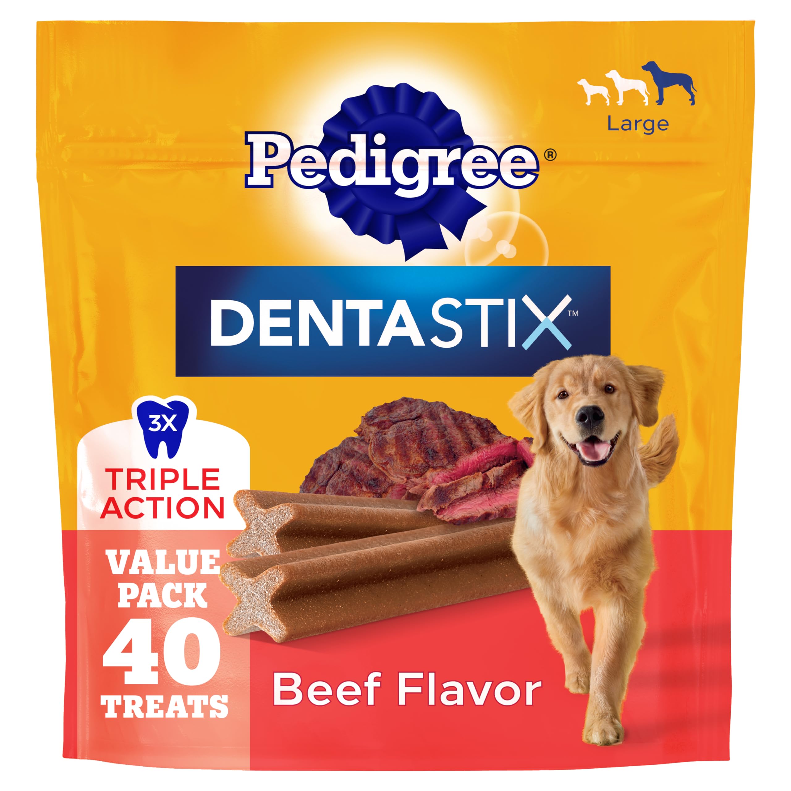 Pedigree Dentastix — Premios Dentales de Acción Triple para Perros de Raza Grande