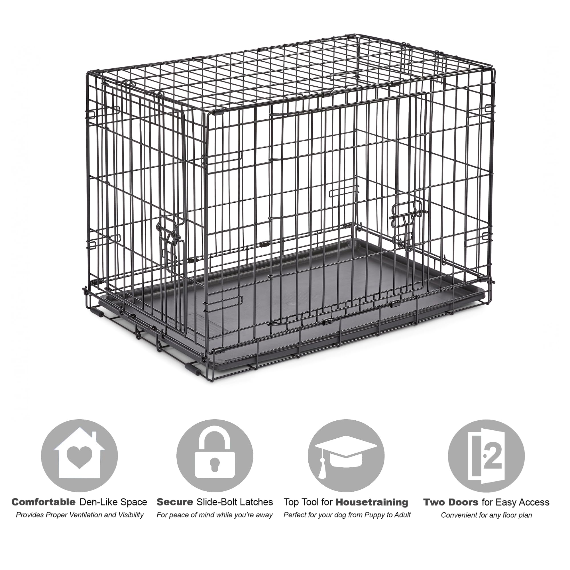 New World — Jaula para Perro Plegable de Metal con Doble Puerta
