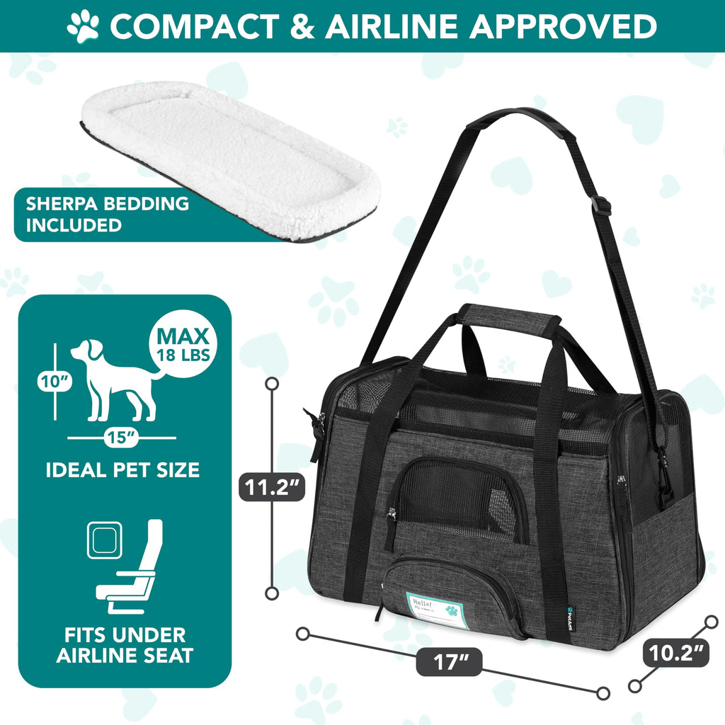 PetAmi — Transportadora de Viaje Aprobada por Aerolíneas con Cama Sherpa para Gatos y Perros Pequeños