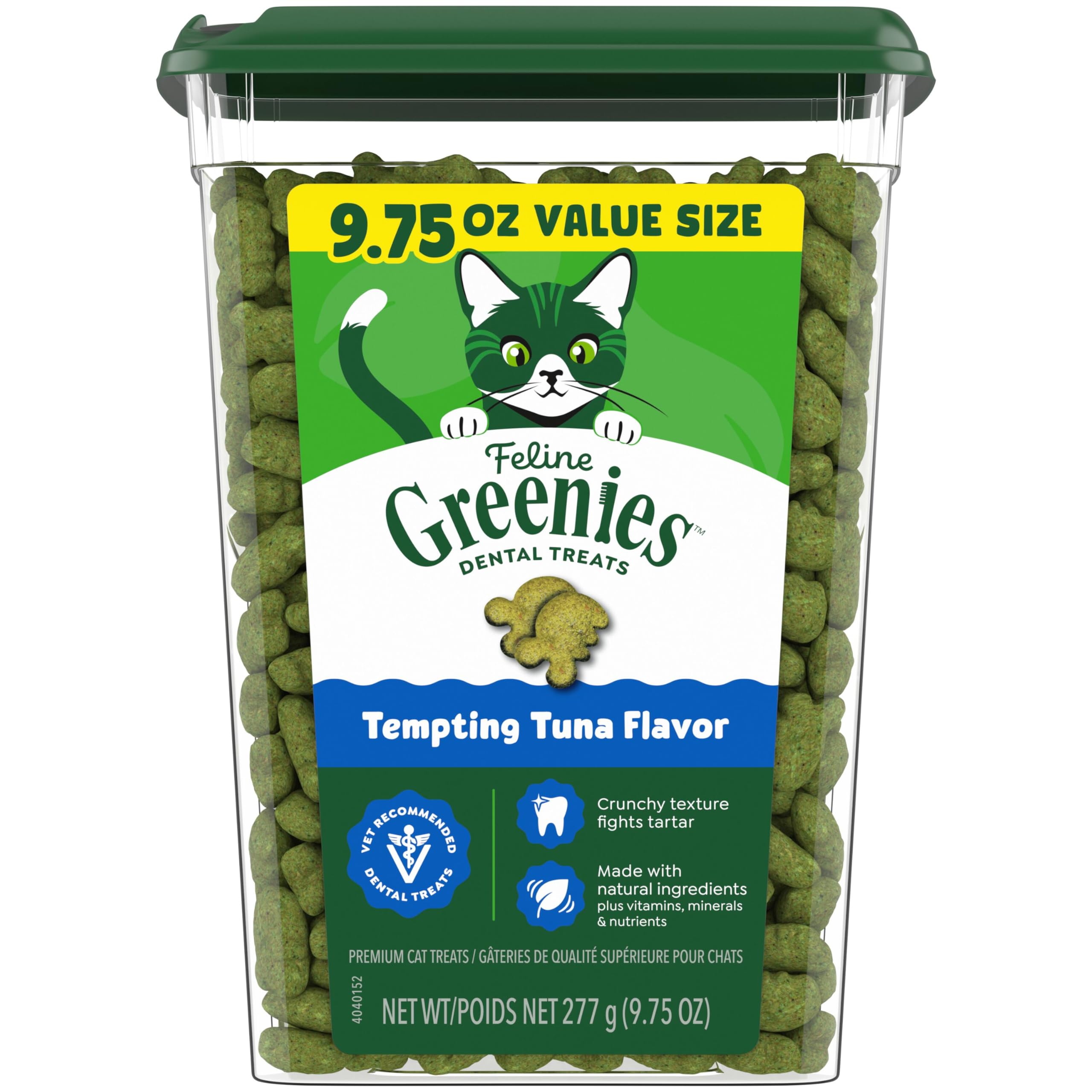 Greenies Feline — Premios Dentales Naturales para Gato Adulto, Sabor Atún Tentador