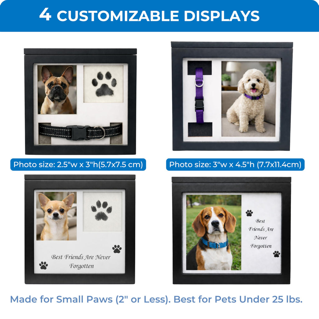 OtterPets — Urna Memorial para Cenizas de Mascotas con 4 Tipos de Exhibición, Kit de Huella y Bolsa de Franela para Perros y Gatos