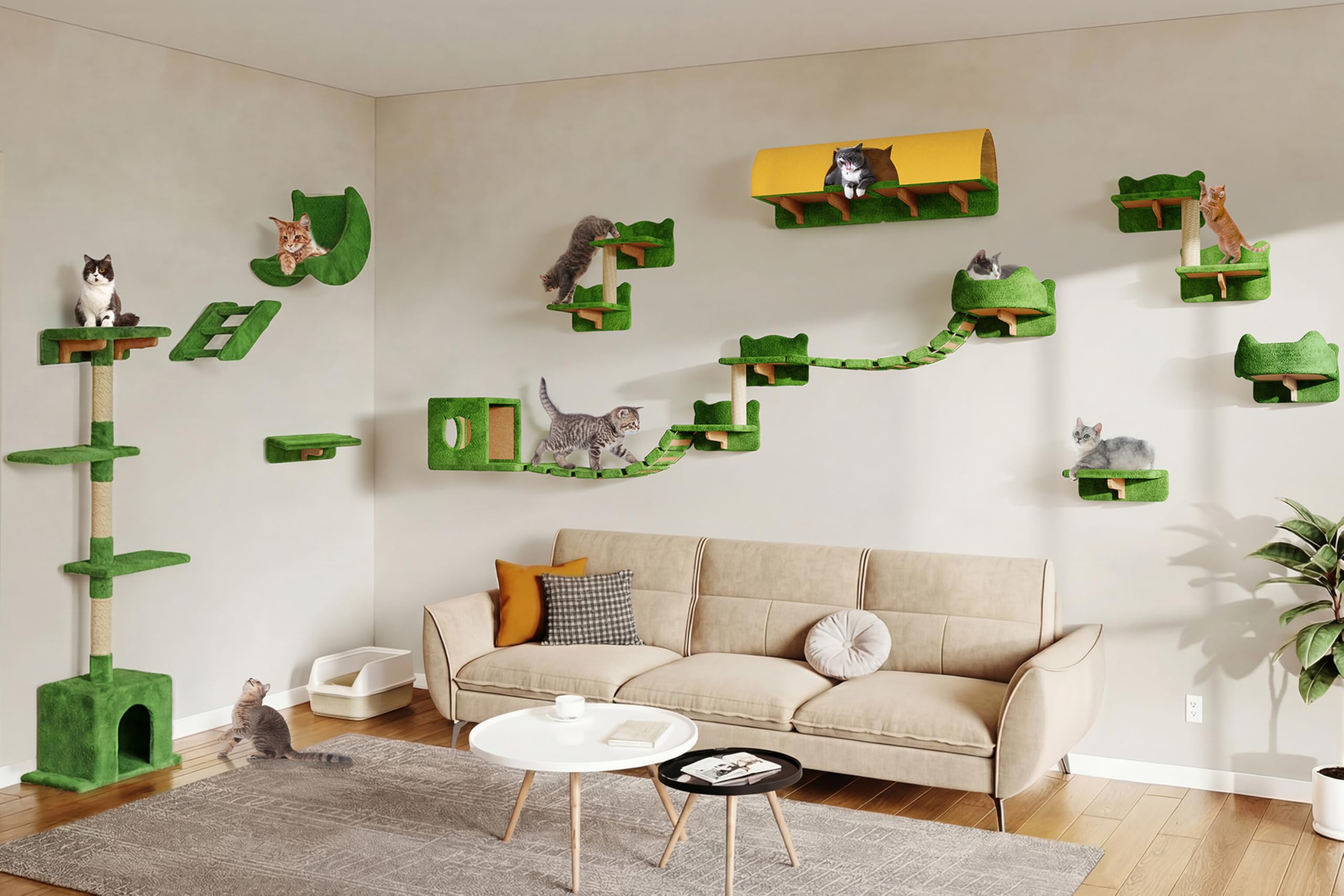 Homiflex — Repisas de Pared para Gatos, Mueble Escalador Montado en Pared para Felinos