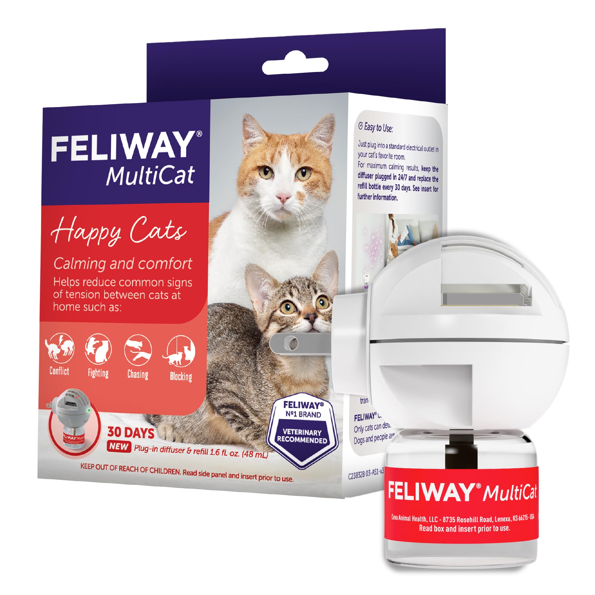 Feliway MultiCat — Difusor de Feromonas para Reducir Tensión entre Gatos (Kit Iniciador 30 Días)