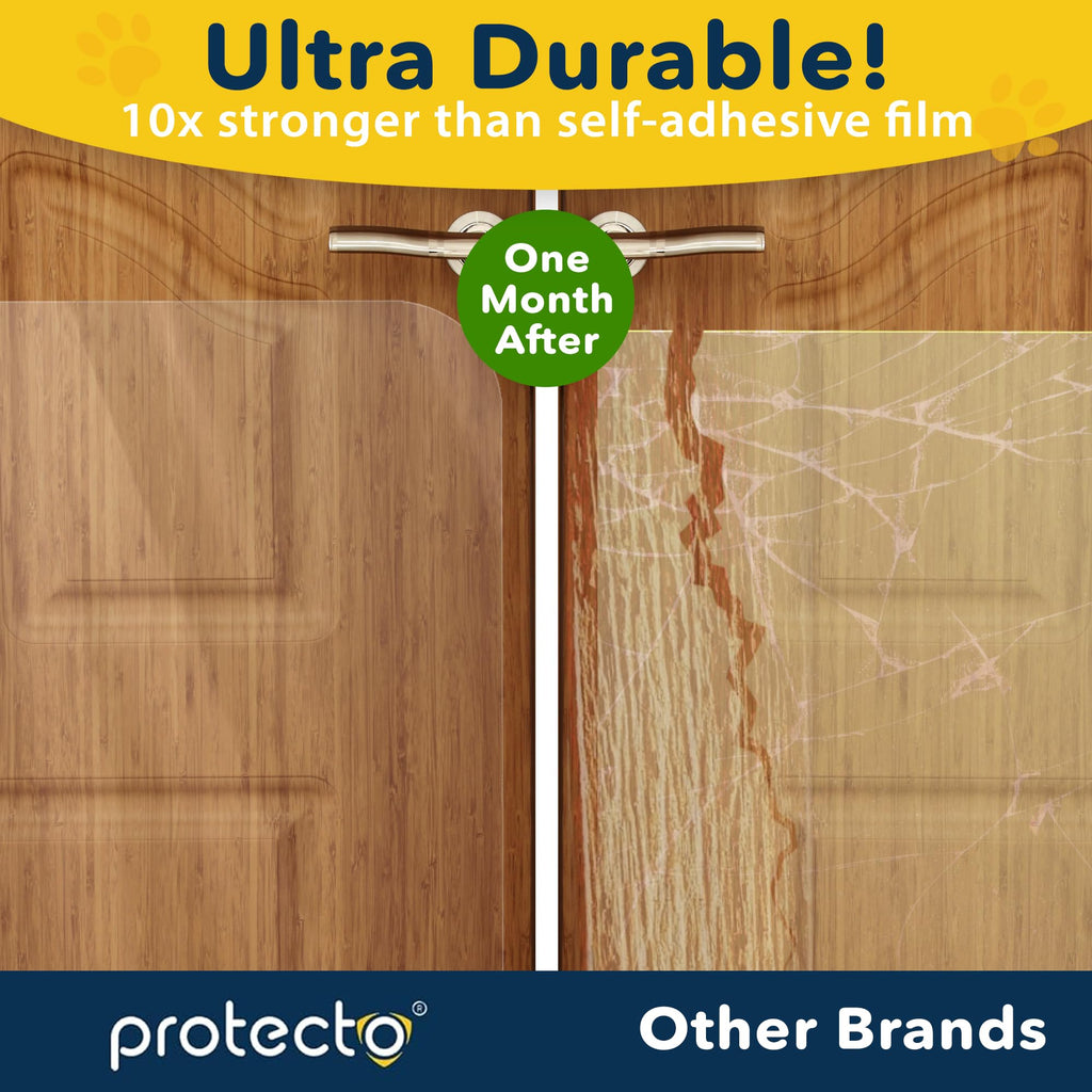 PROTECTO Heavy Duty Door Protector from Dog Scratching, Clear Door Scratch Protector, Easy & Quick to Install on Window, Wall, Screen & Sliding Doors, Cat Scratch Guard for Indoors Outdoors