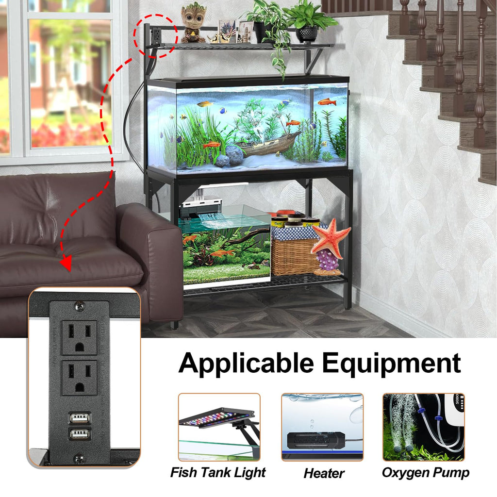 SFESGRER — Soporte para Acuario de 150-190 Litros con Estación de Carga — Mueble Metálico Resistente para Pecera o Terrario de Reptiles