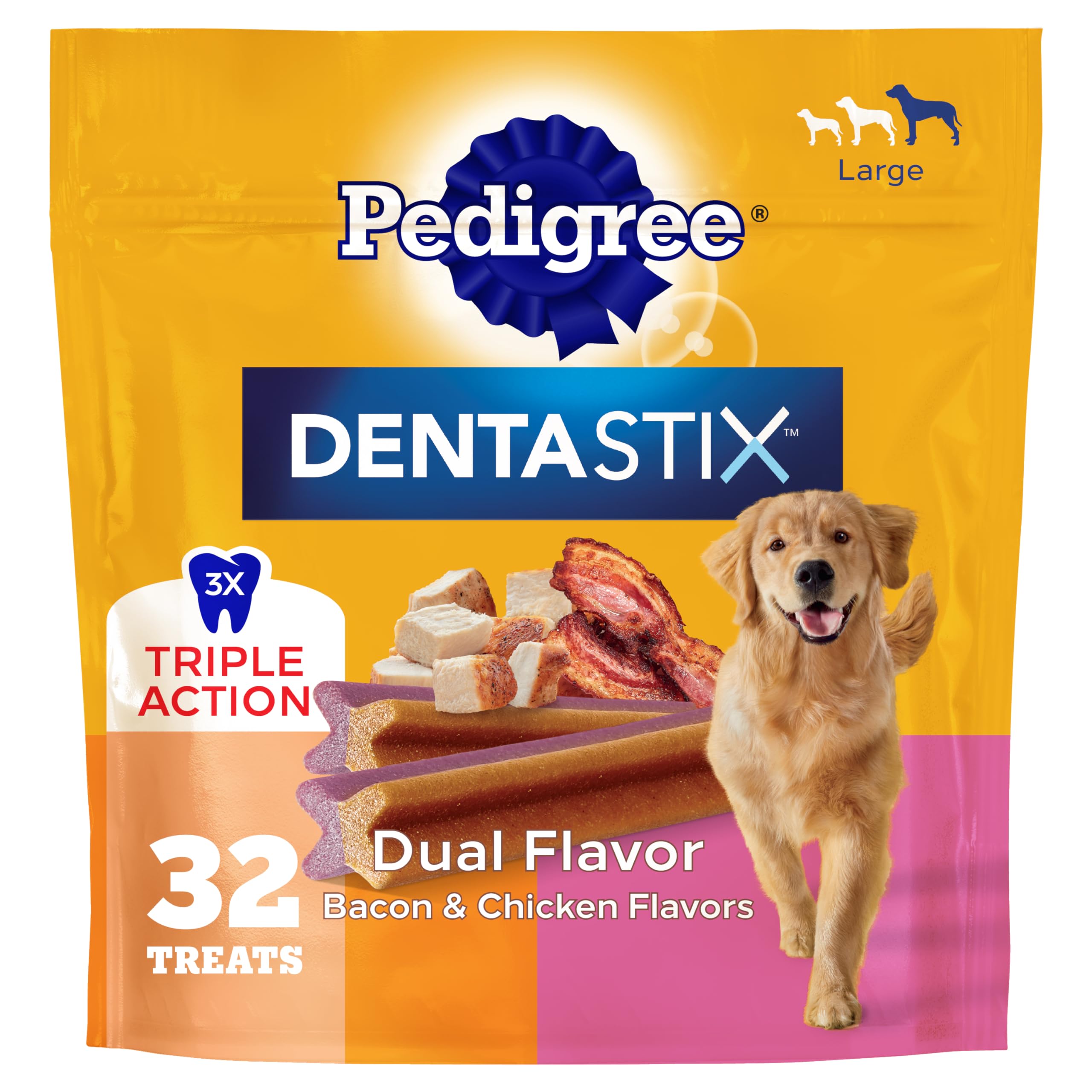 Pedigree Dentastix — Premios Dentales de Acción Triple para Perros de Raza Grande