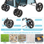 LPOTIUS Carriola Doble para Perros y Gatos con 2 Transportadoras Desmontables — Carreola Plegable con 4 Ruedas para Mascotas Pequeñas y Medianas
