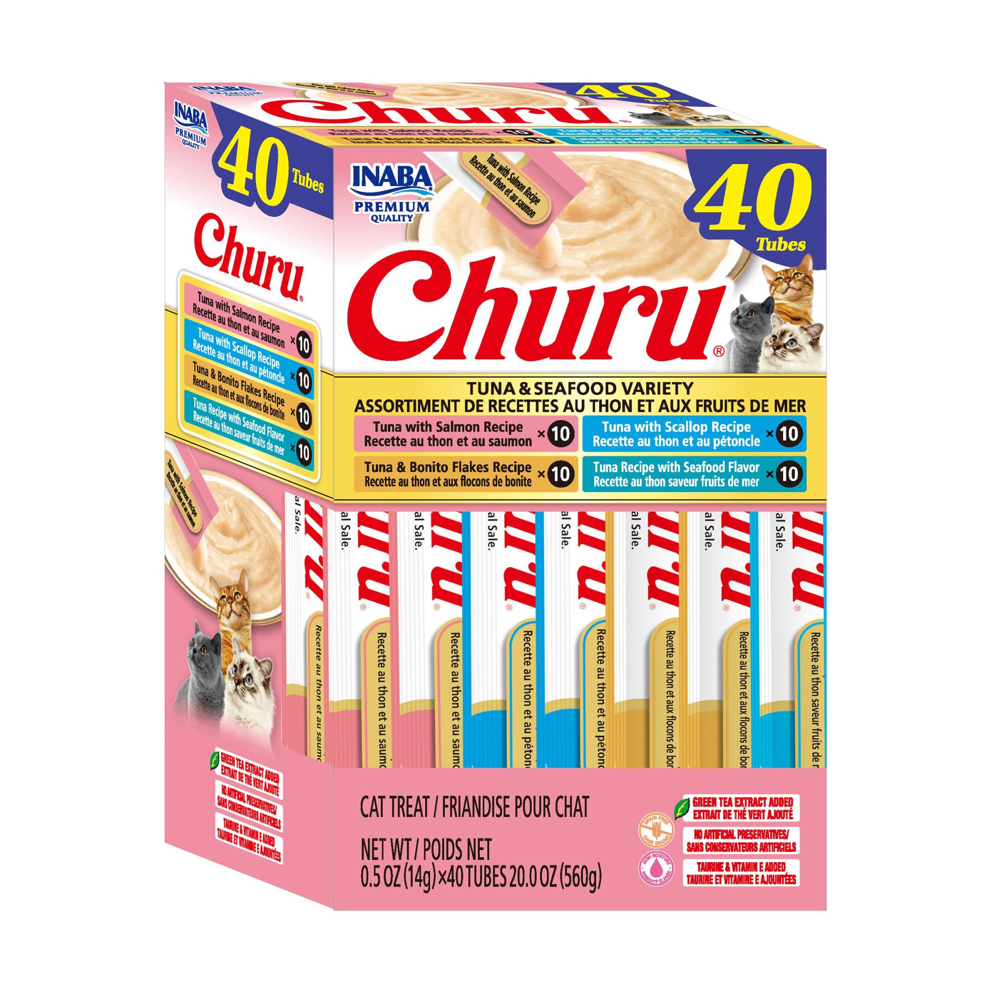 INABA Churu — Snack Cremoso Lickable sin Granos con Vitamina E y Taurina para Gato