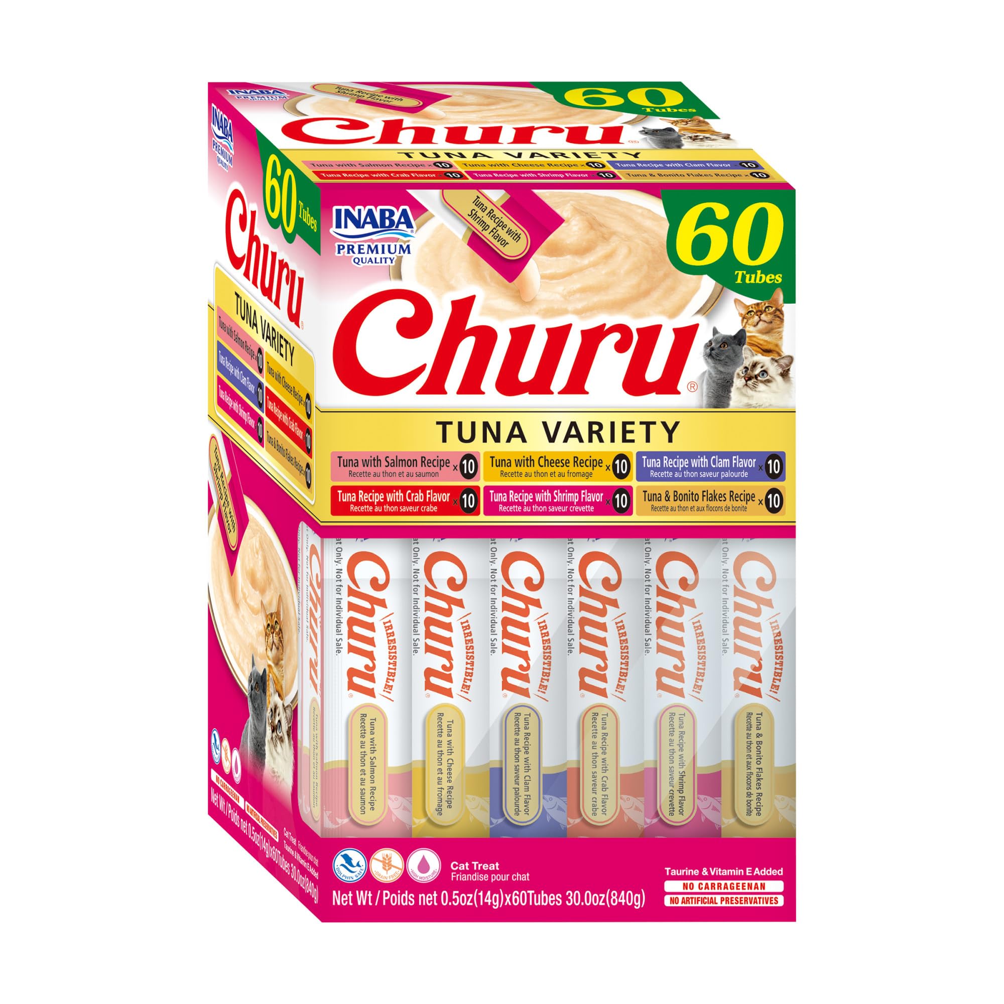 INABA Churu — Snack Cremoso Lickable sin Granos con Vitamina E y Taurina para Gato