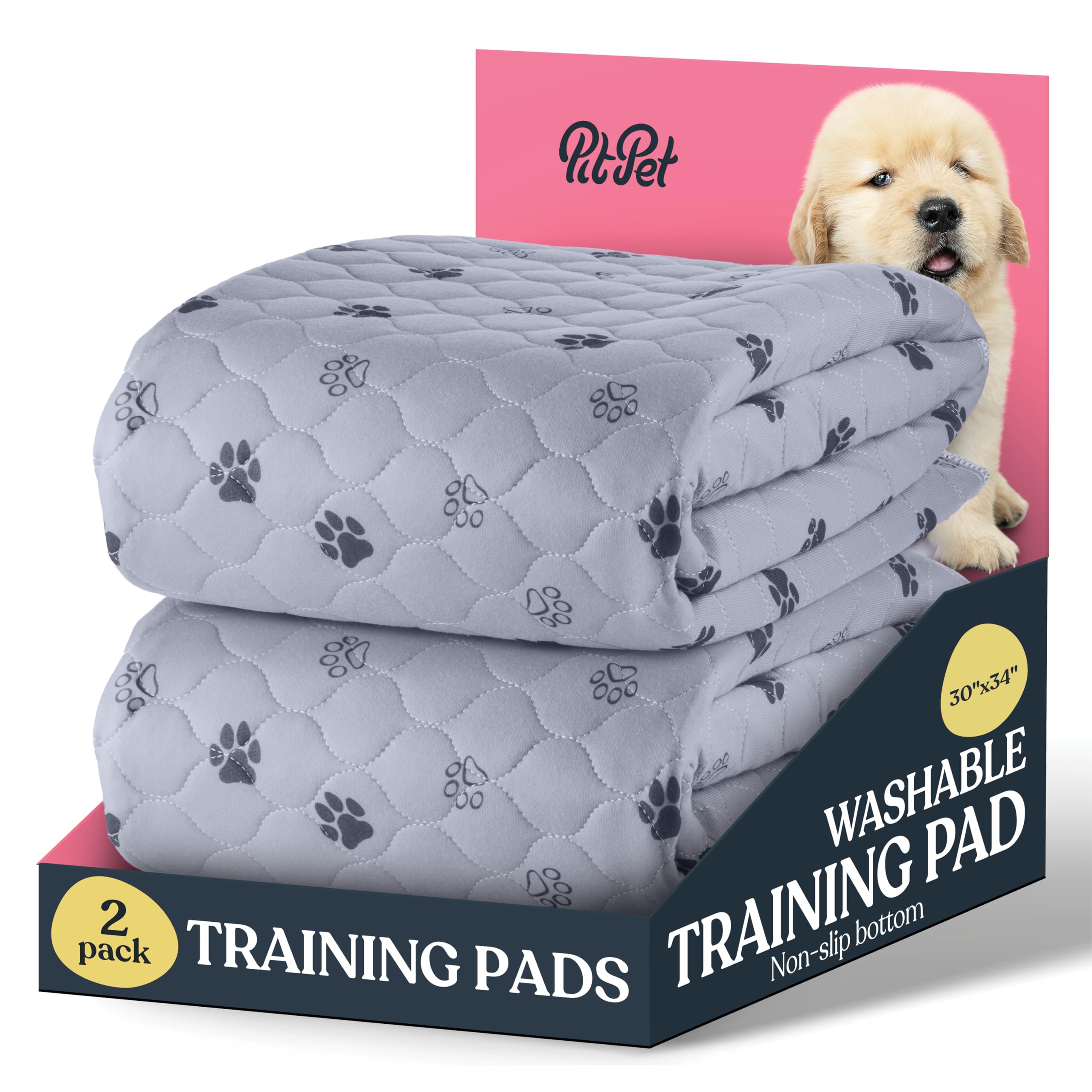 Tapete Entrenador Lavable y Reutilizable para Perros — Protección Impermeable Súper Absorbente contra Orina, Paquete de 2