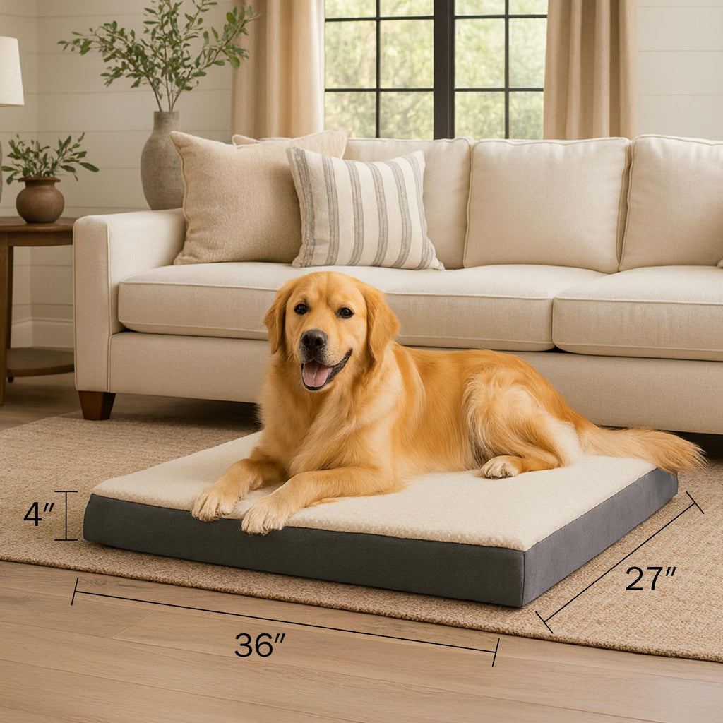 Petmaker — Cama Ortopédica con Memory Foam y Cubierta de Sherpa Lavable para Perro