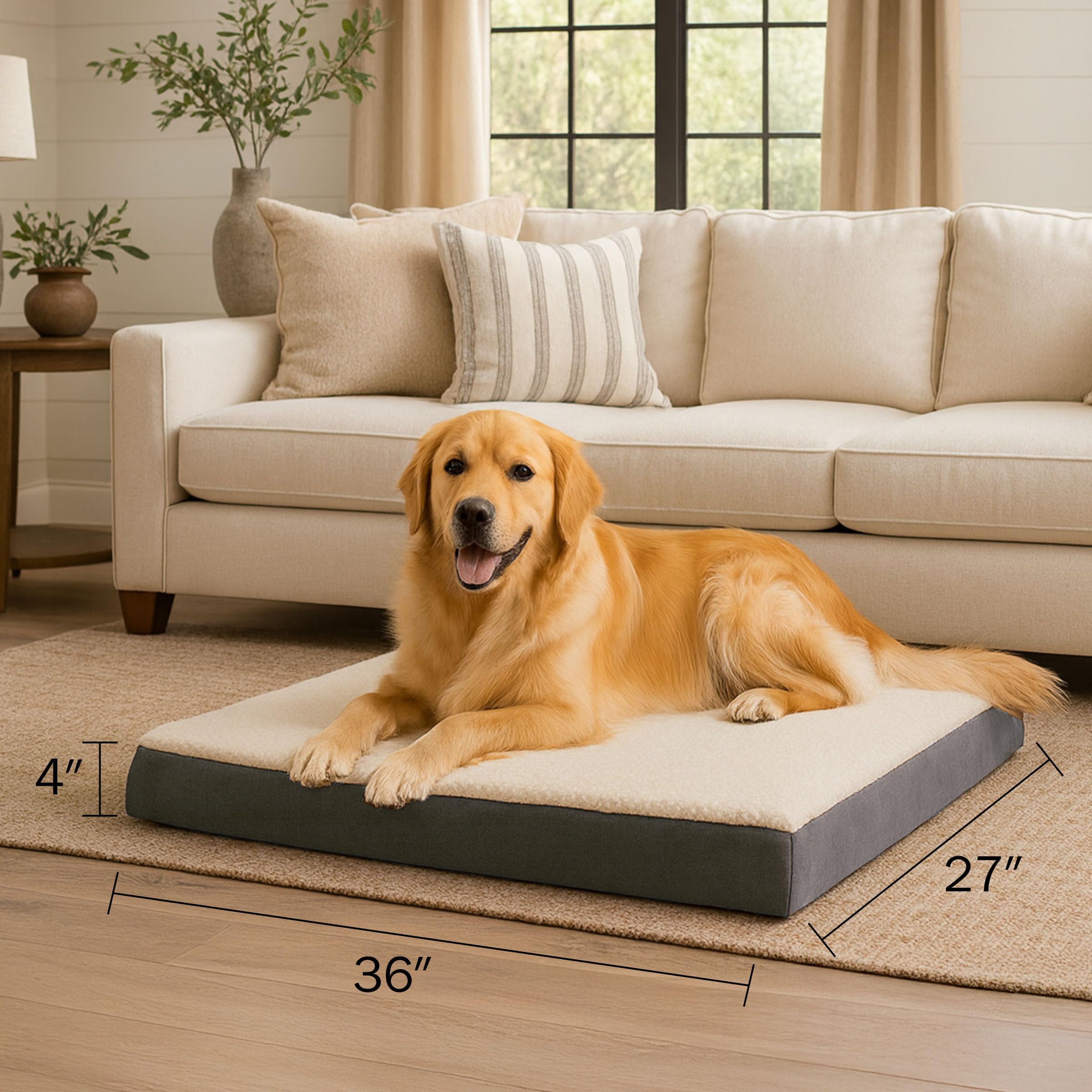 Petmaker — Cama Ortopédica con Memory Foam y Cubierta de Sherpa Lavable para Perro