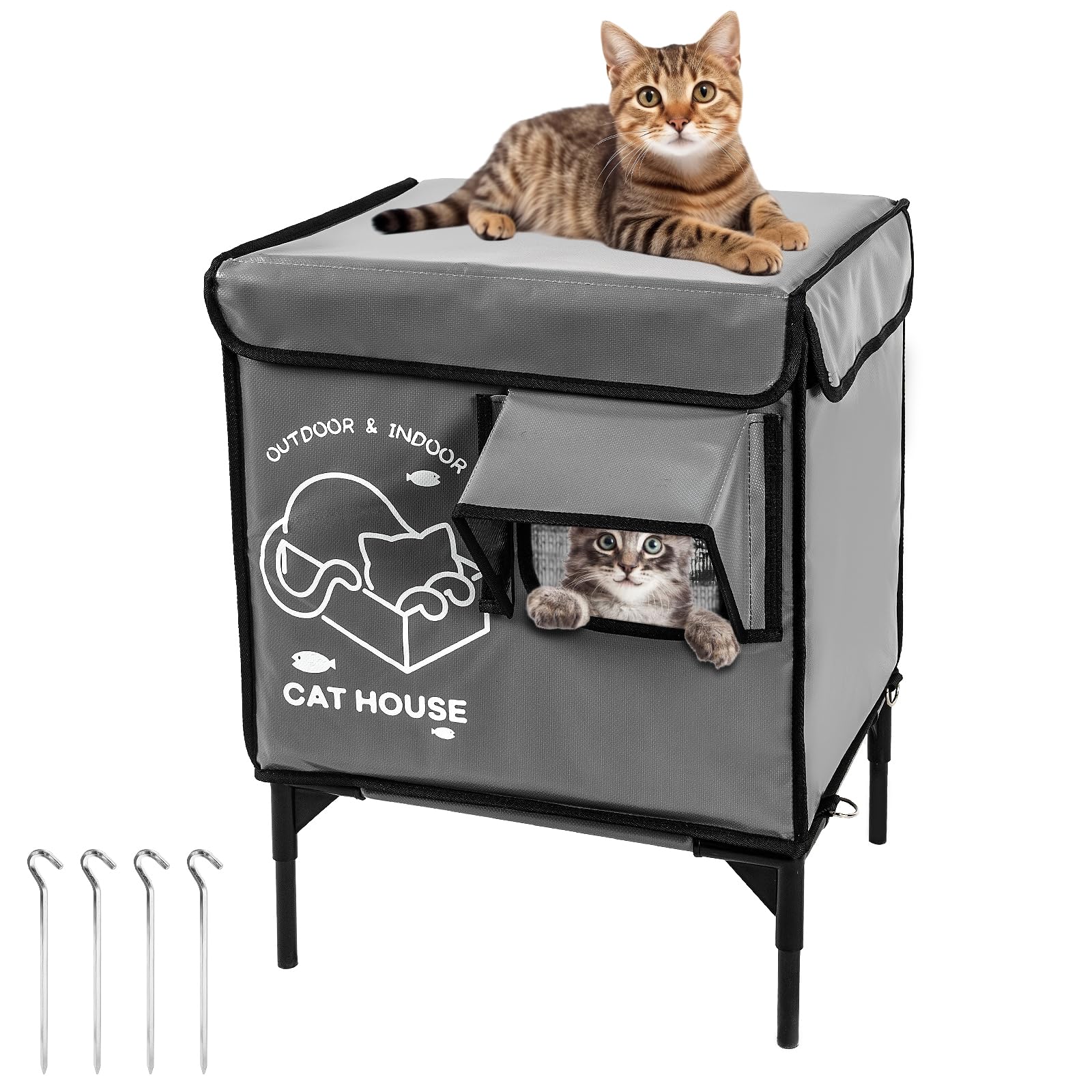 Casa para Gatos de Exterior — Refugio Impermeable Térmico para Gatos Callejeros y Domésticos