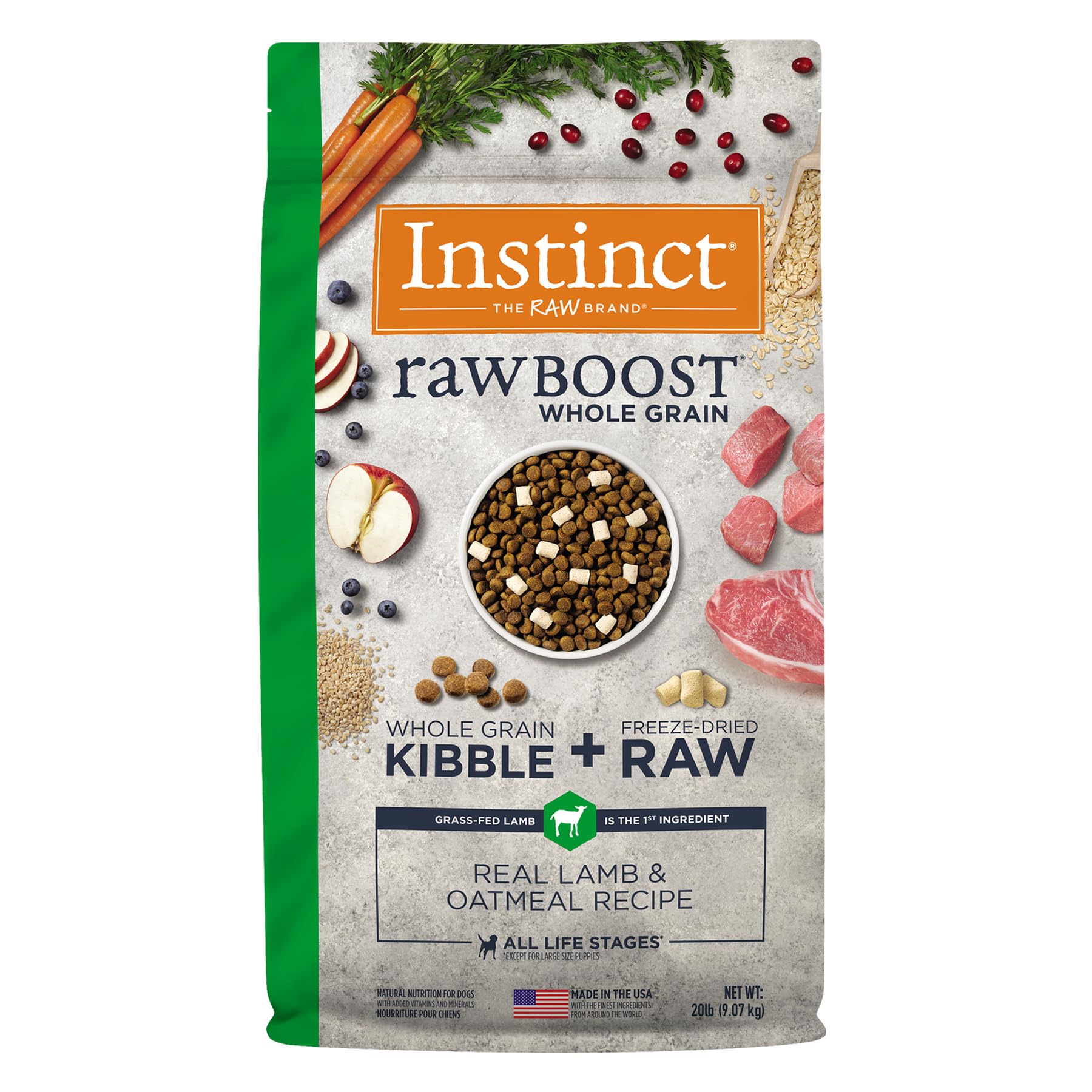 Instinct RawBoost Whole Grain — Alimento para Perro con Trozos de Pollo Crudo Deshidratado y Granos Enteros