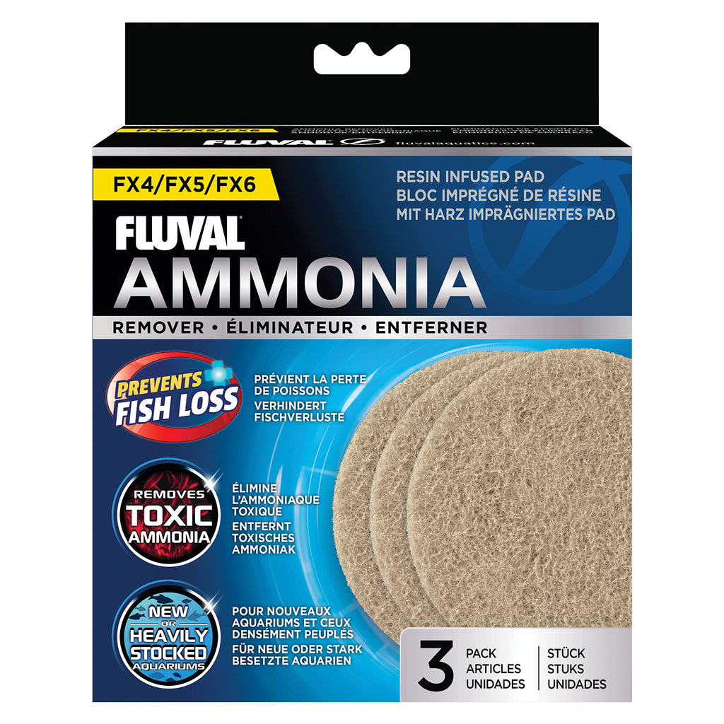 Fluval Almohadilla Removedora de Amoniaco para Filtros FX4 y FX6 — Medio Filtrante Químico y Mecánico 2 en 1, Paquete de 3 Unidades