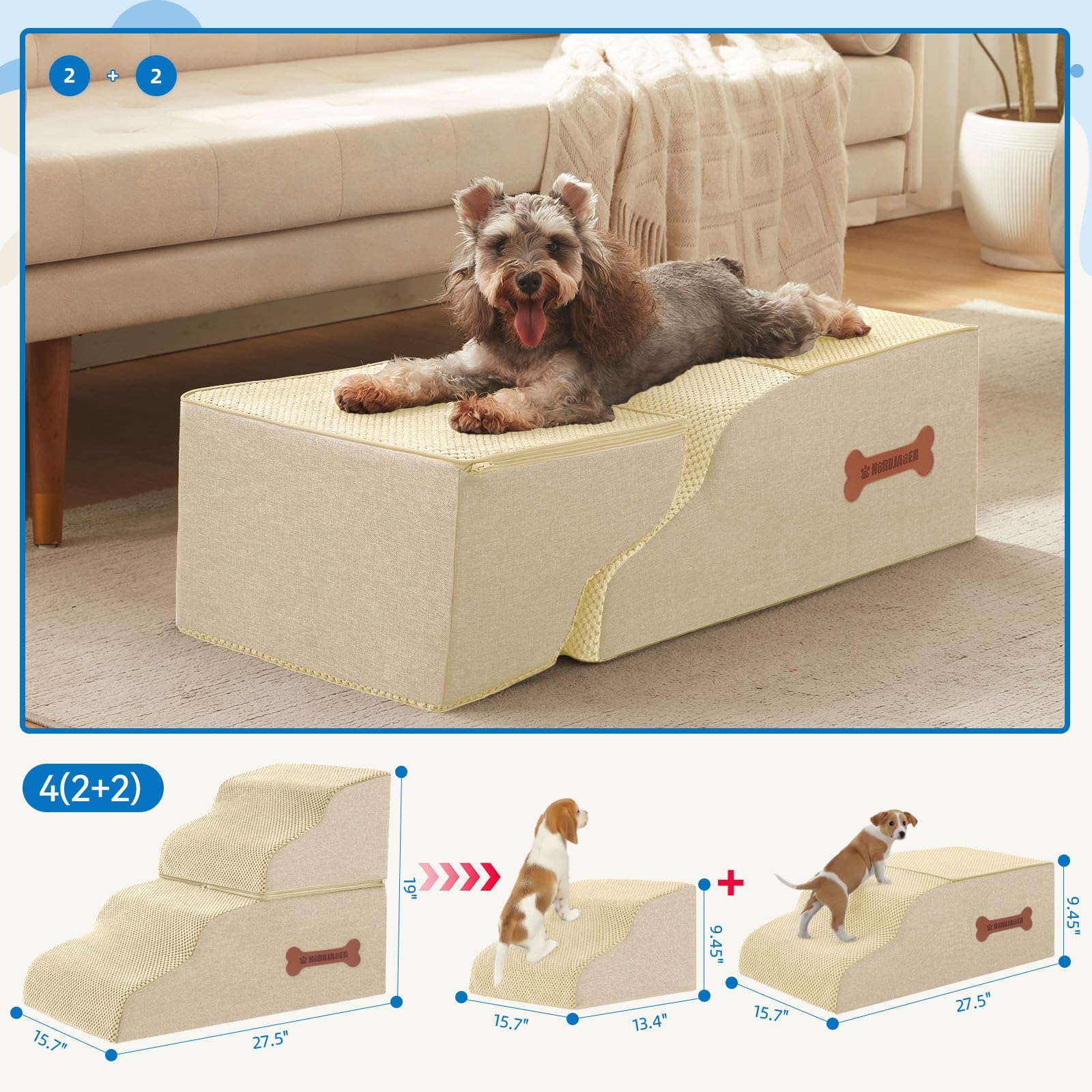 Nordjager — Escaleras para Perros Pequeños — Acceso Seguro a Muebles y Camas para Mascotas