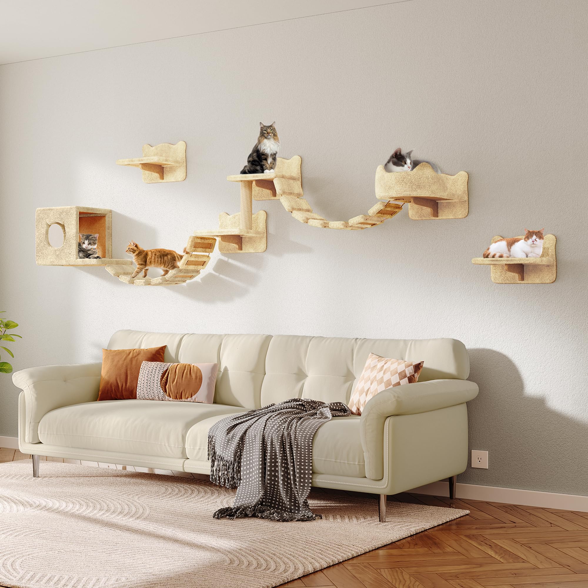 Homiflex — Repisas de Pared para Gatos, Mueble Escalador Montado en Pared para Felinos