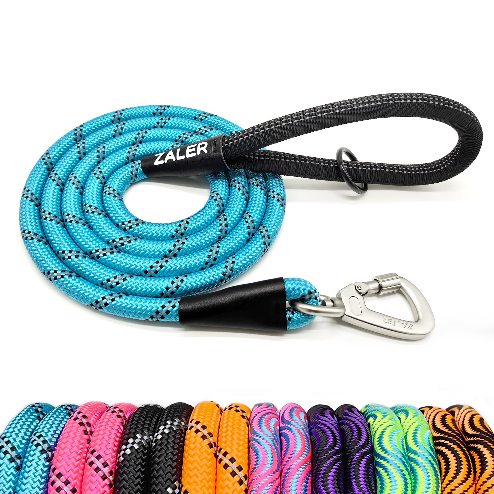 ZALER — Correa de Cuerda Reflectante con Mosquetón para Perros Medianos y Grandes