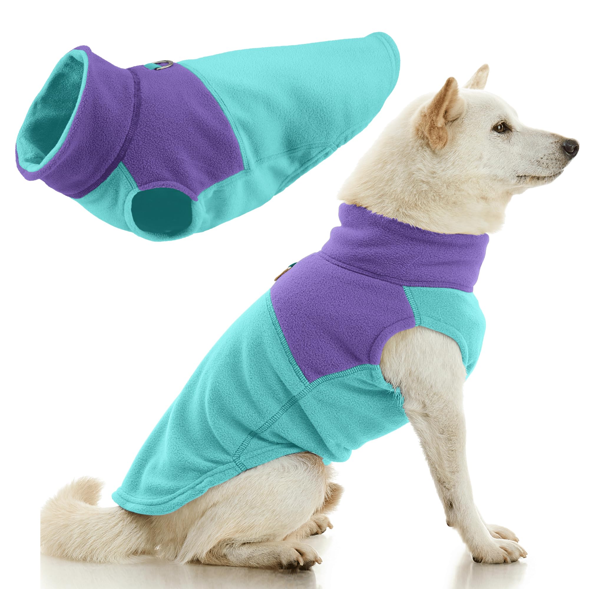 Gooby Fleece Vest Two Tone — Chaleco de Polar Suave Bicolor con Anillo Metálico para Correa, para Perros Pequeños y Medianos