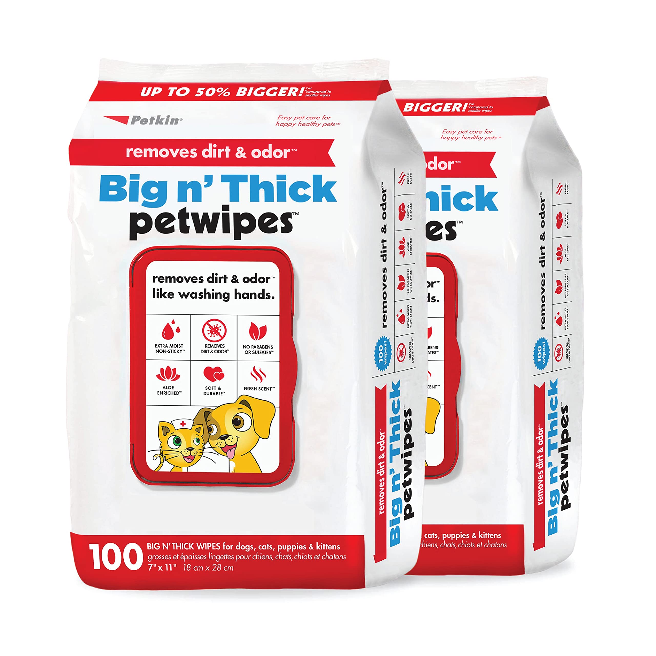 Petkin Pet Wipes — Toallitas Húmedas para Perros y Gatos, Limpieza de Orejas, Cara, Ojos y Cuerpo
