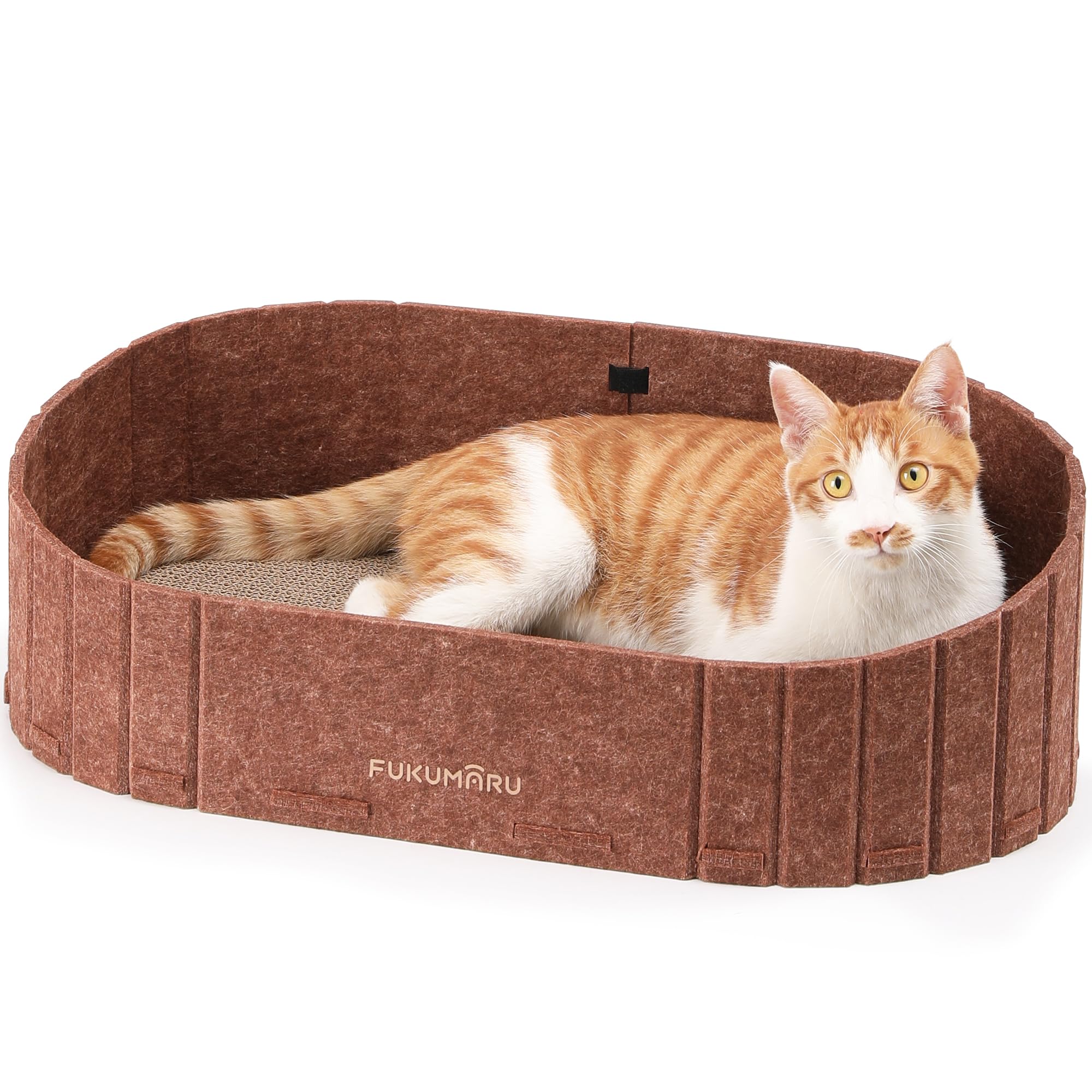 FUKUMARU — Rascador con Forma de Sofá para Gato, Reversible y Desmontable, Cama Rascadora Redonda para Gatos de Interior