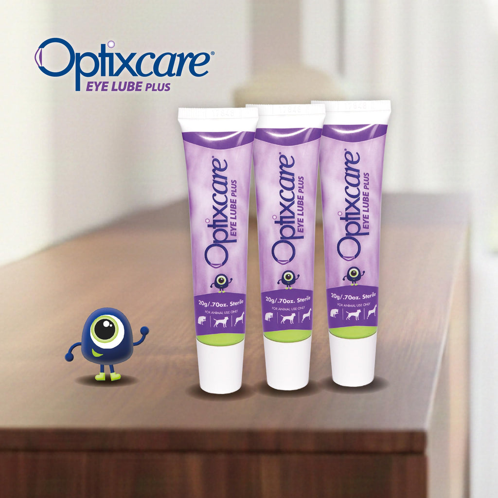 OptixCare Eye Lube Plus con Ácido Hialurónico — Gel Lubricante Ocular de Larga Duración para Perros, Gatos y Caballos 20g (Paquete de 3)