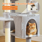 PAWZ Road 72-81 Inches Large Cat Tree, Tall Cat Tower with Large Mental Hammock for Indoor Cats Adults,7 Sisal-Covered Scratching Posts, 2 Padded Perches, Condos, and Basket