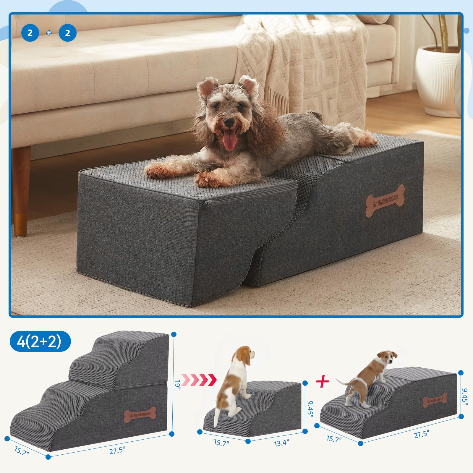 Nordjager — Escaleras para Perros Pequeños — Acceso Seguro a Muebles y Camas para Mascotas