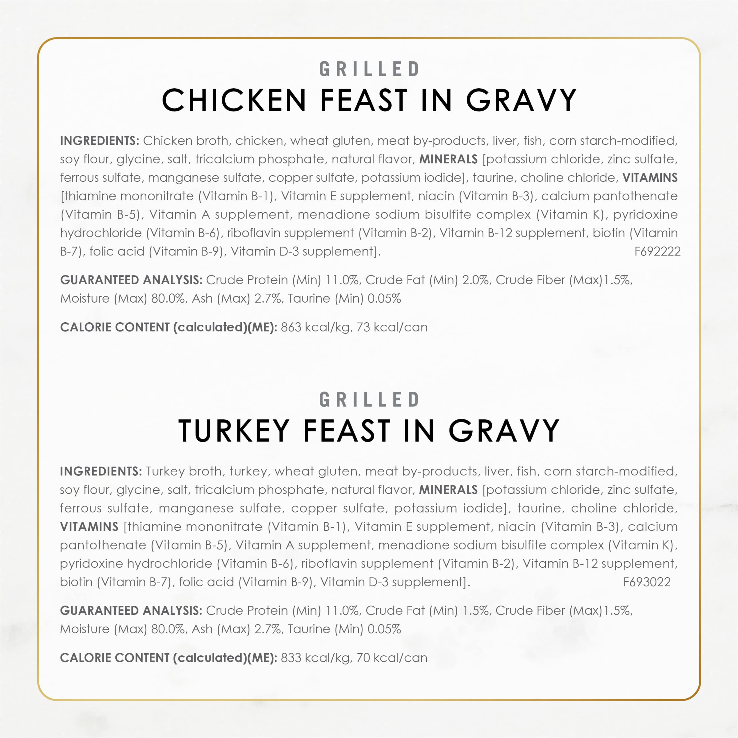 Fancy Feast Grilled — Alimento Húmedo para Gatos Variedad Aves y Res en Salsa Ligera — Pack de 24 Latas de 85g