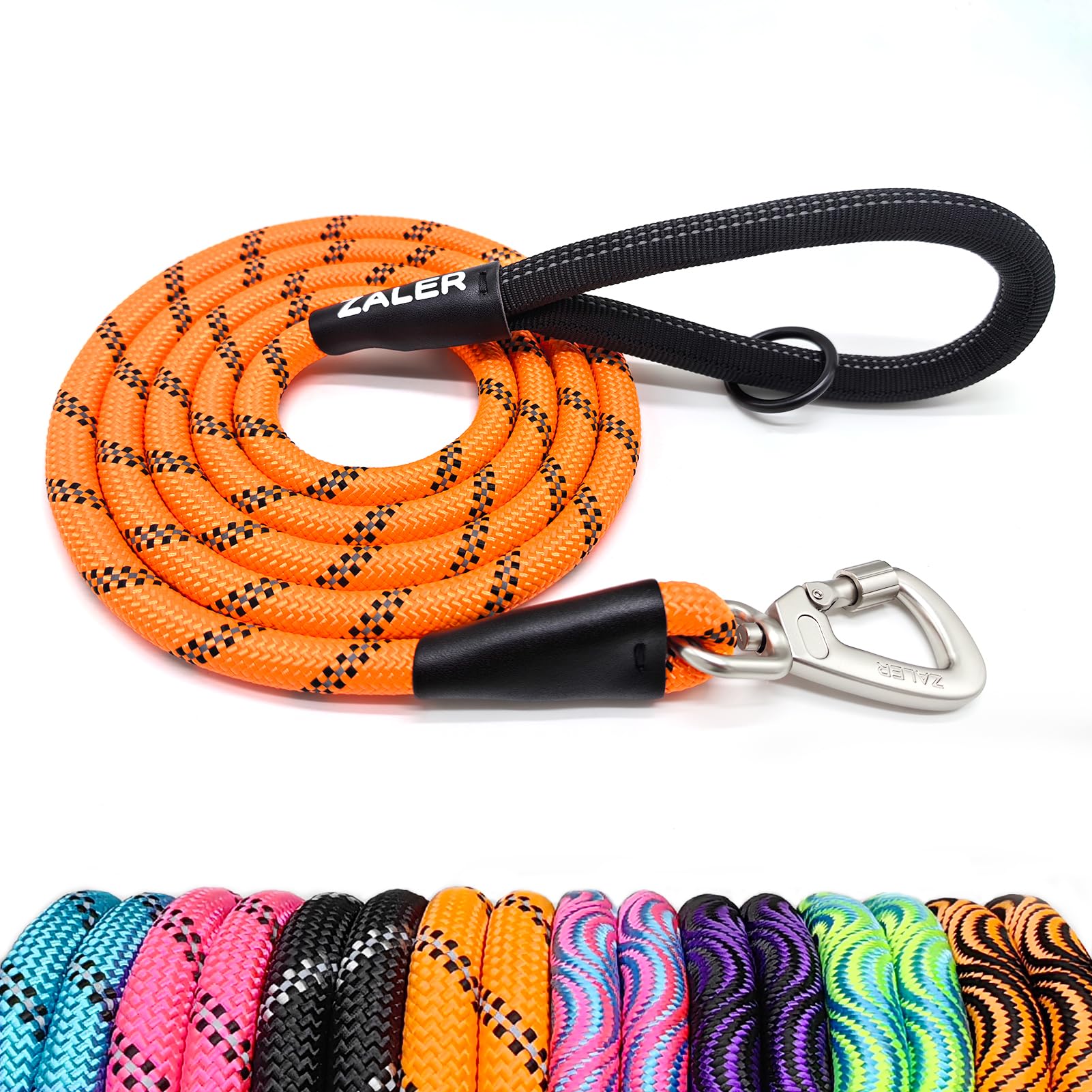 ZALER — Correa de Cuerda Reflectante con Mosquetón para Perros Medianos y Grandes